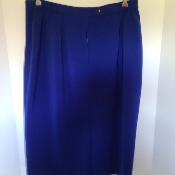 LE SUIT ESSENTIAL WOMEN'S "STRAIGHT" ROYAL BLUE MIDI LINED SKIRT SIZE  14WIDE - Picture 3 of 7